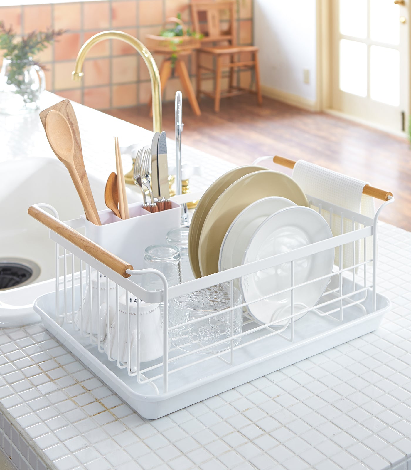 dish rack steel + wood dish rack steel + wood