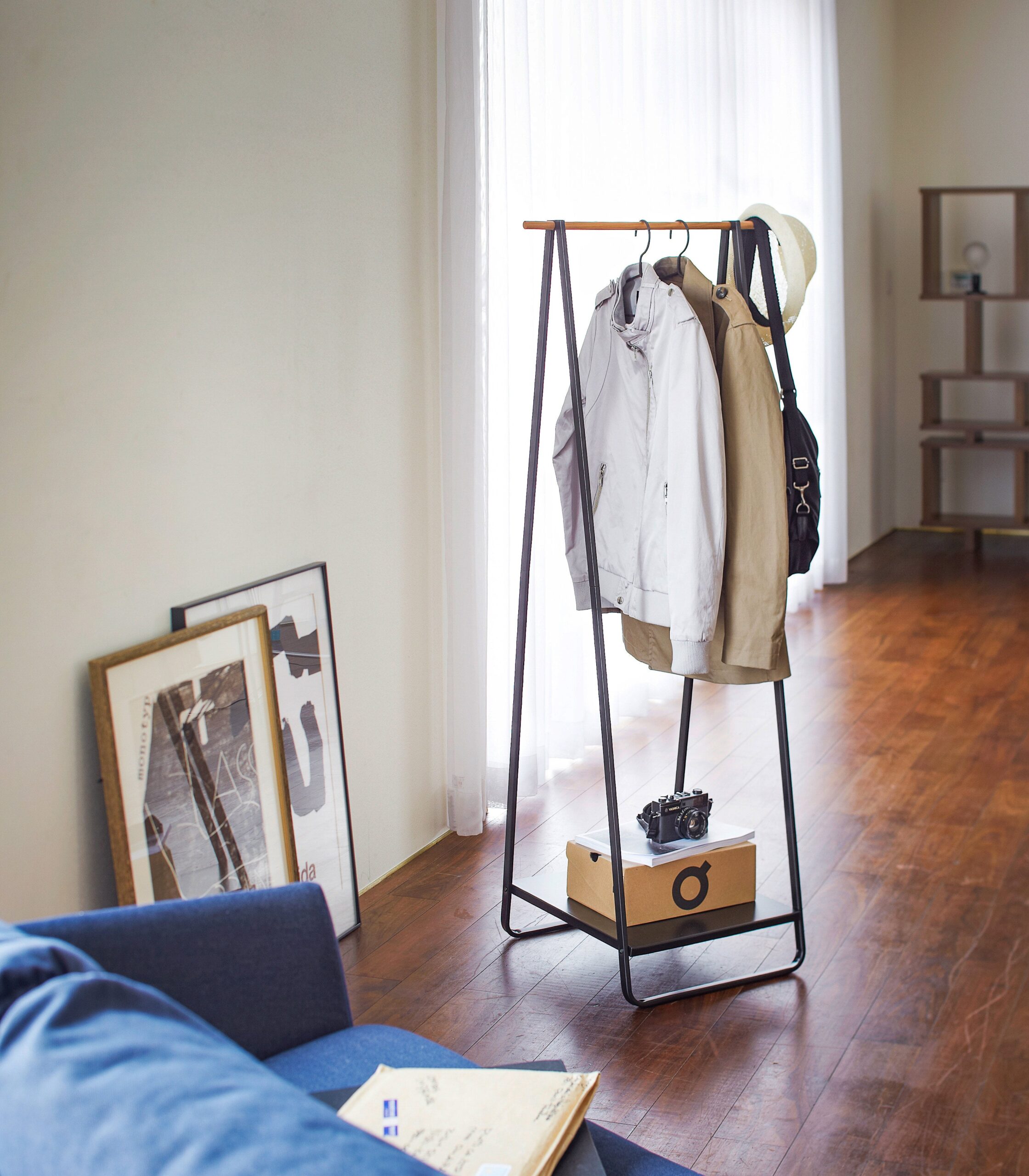 coat rack with shelf (55" h) steel coat rack with shelf (55" h) steel