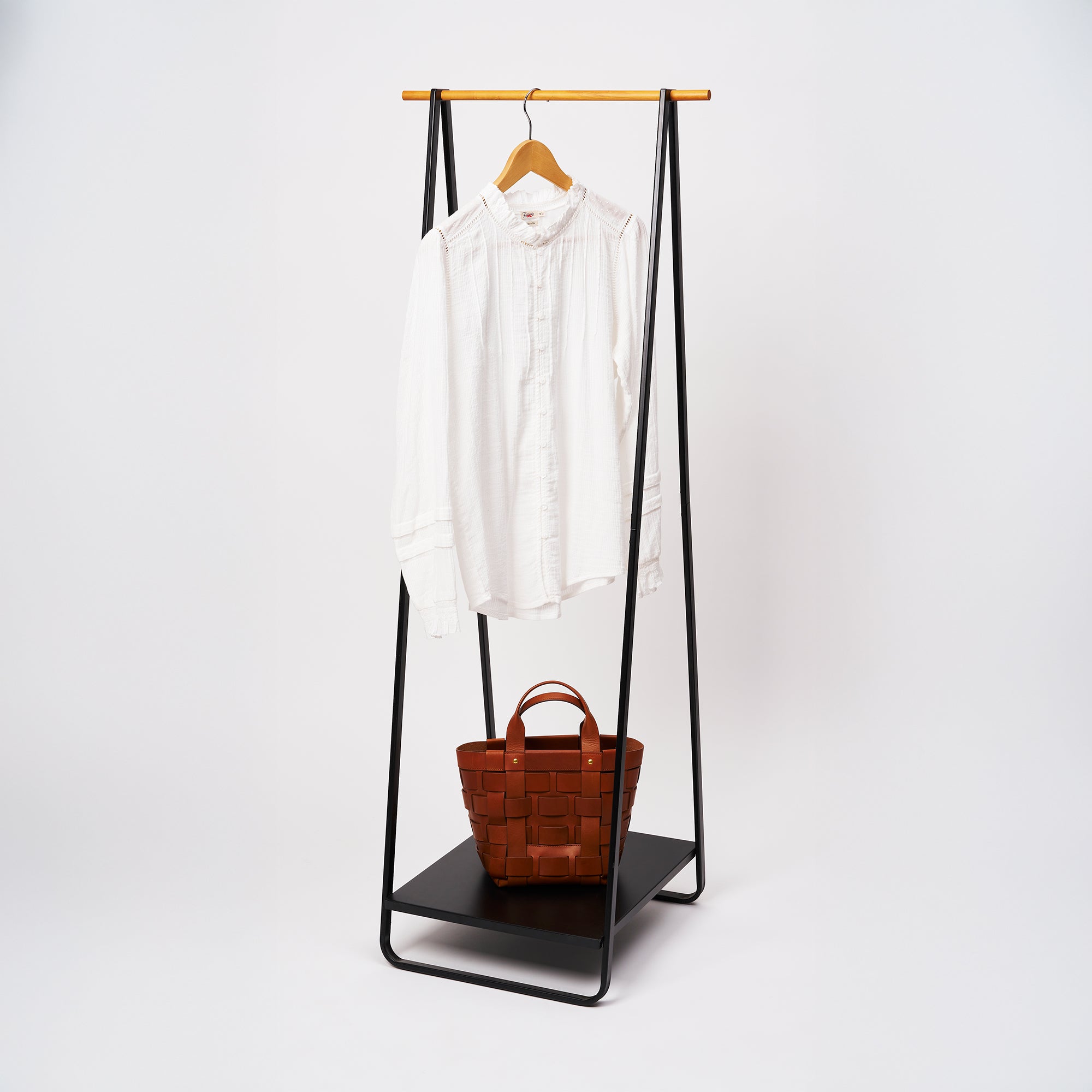 coat rack with shelf (55" h) steel coat rack with shelf (55" h) steel
