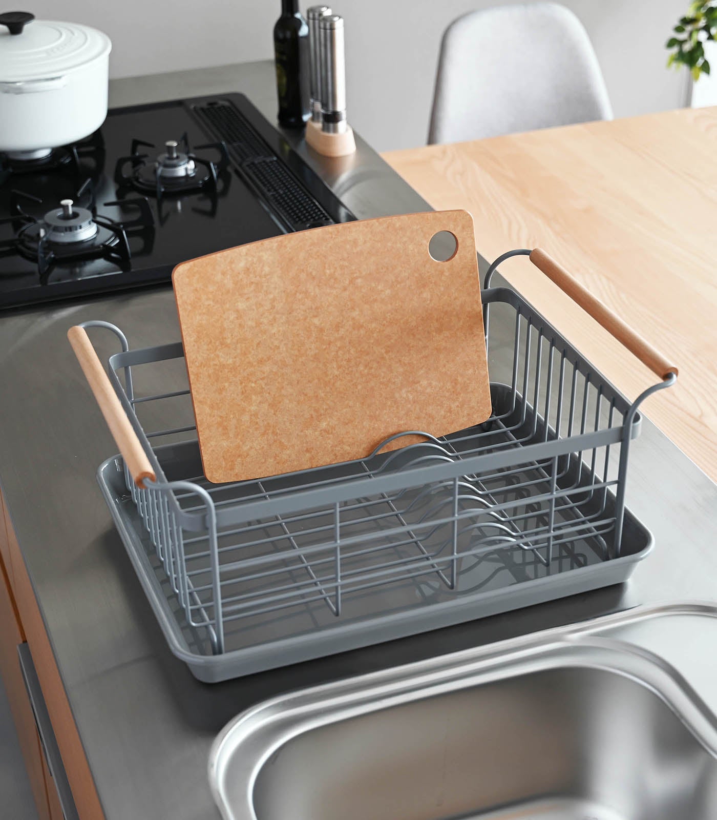 dish rack steel + wood dish rack steel + wood