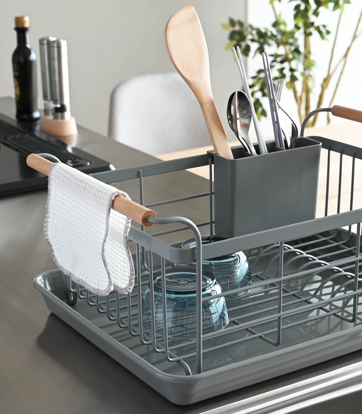 dish rack steel + wood dish rack steel + wood