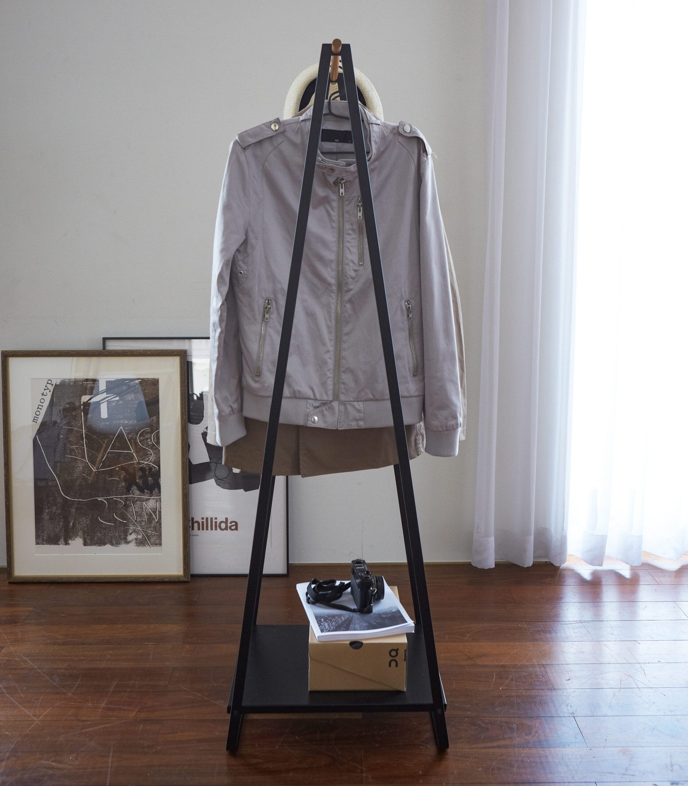 coat rack with shelf (55" h) steel coat rack with shelf (55" h) steel