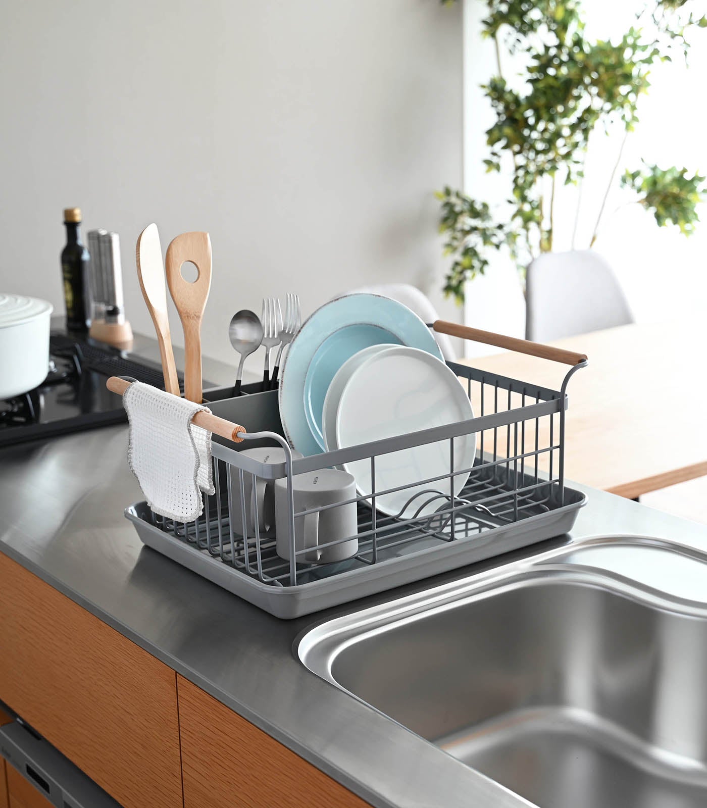 dish rack steel + wood dish rack steel + wood